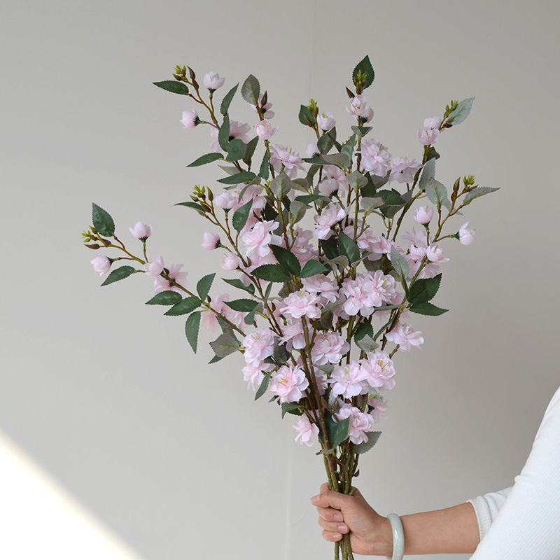 Nuovo fiore artificiale in stile cinese fiore di seta romantico rosa fiore di ciliegio pavimento floreale decorazione della casa di nozze ornamenti lunga camelia_voghion.com
