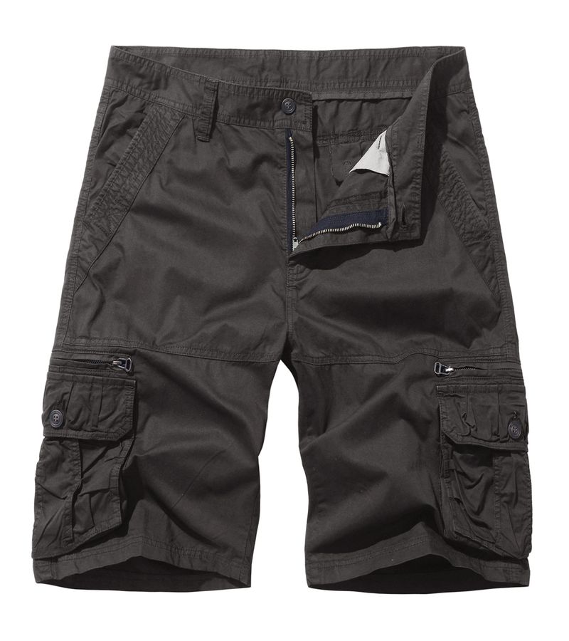 Pantalones cortos cargo de algodón con bolsillo con solapa para hombre para primavera y verano_voghion.com