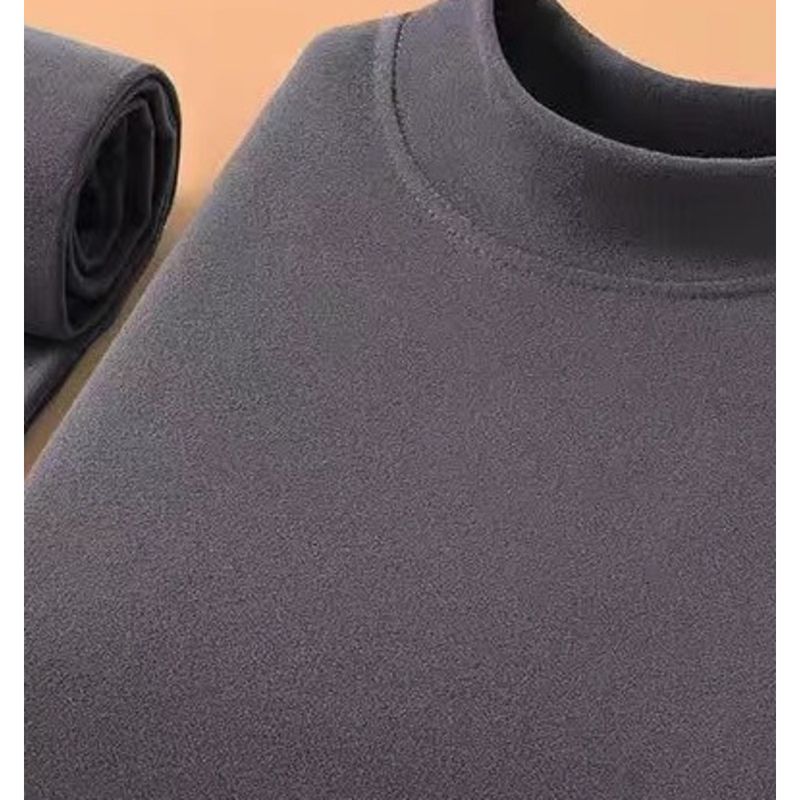 Duebelsäiteg däitsch Semi-Héichhals-Set Thermoënnerwäsch fir Männer mat déckem Flanell a kältbeständeger enker Passform_voghion.com