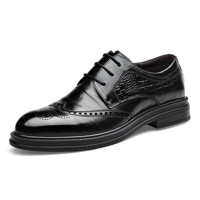 Euro Step 2025 Klassische britische Brogue-Schuhe für Herren, geschnitzt, formelle Geschäfts- und Freizeitschuhe, schwarze Deckschicht, Rindsleder, vielseitig_voghion.com