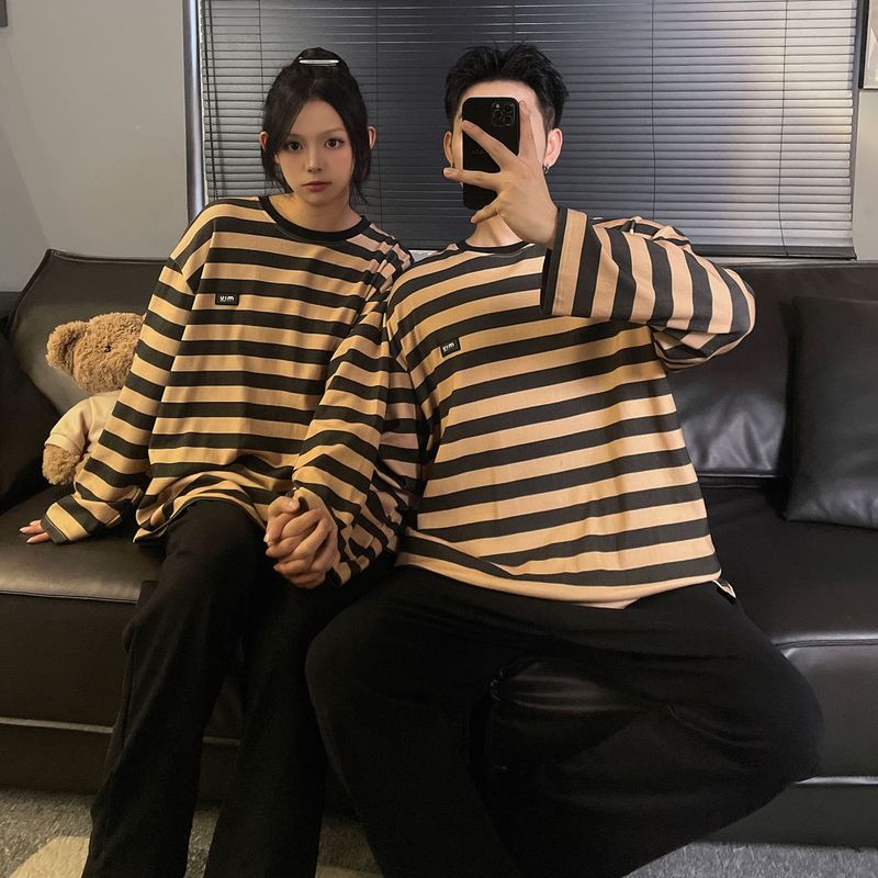 Pigiama da donna autunno/inverno 2024, nuovo cotone, maniche lunghe, semplice ed elegante, stile Iins, le coppie possono indossare_voghion.com