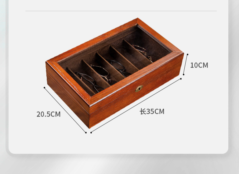Unisex Glasses sunglasses multi-cell storage box with lock Aspergillus wood myopia sunglasses finishing dust display box_voghion.com