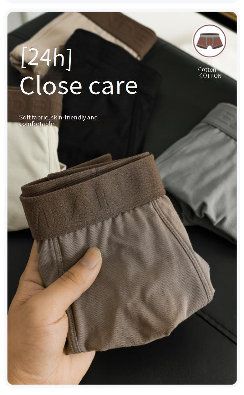 Sous-vêtements pour hommes en pur coton Maillard Retro Boys Boxer Briefs taille moyenne Confortable Respirant Quatre coins_voghion.com