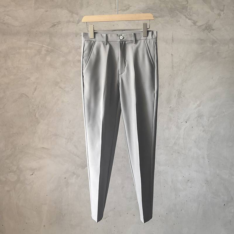 Herren-Chinohose für kleine Männer – bequeme Stretch-Business-Casual-Hose mit Gürtel – schmale, knöchellange Anzughose für den Alltag im Büro_voghion.com