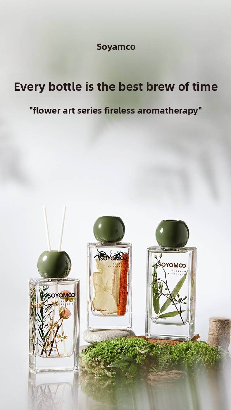 Premium Flameless Reed Diffuser – 130ml Natural Aroma For Home, Spa & Gifts, Long-Lasting Apple Cinnamon, Bamboo Forest & Rose Oud Scents_voghion.com