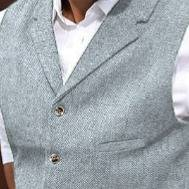 Gilet da uomo in misto lana – Gilet slim fit a spina di pesce in stile britannico con revers a lancia (M-3XL, acrilico-lana, casual da lavoro, nero/blu navy/antracite)_voghion.com