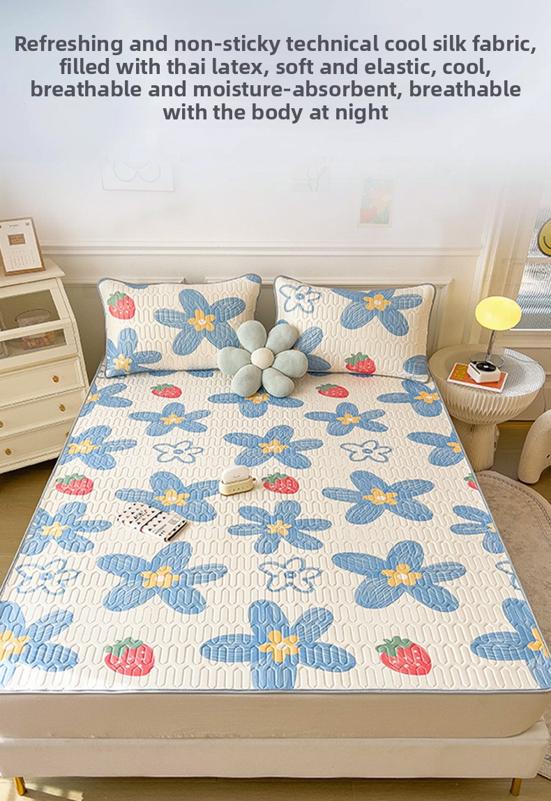 Latex Cooling Mattress Pad – Natural Thai Latex With Ice Silk Cover, Breathable & Hypoallergenic For Kids & Adults, Multiple Sizes & Cartoon Designs_voghion.com