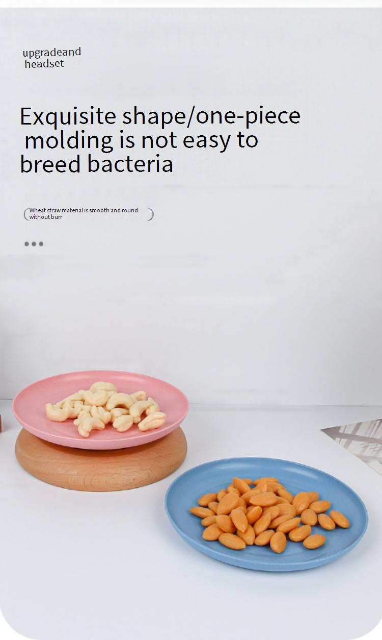 Umweltfreundliches Essteller-Set aus Weizenstroh – Modernes rundes Geschirr für den täglichen Gebrauch, mikrowellengeeignet, ideal zum Verschenken (Blau, Rosa, Beige, Grün)_voghion.com