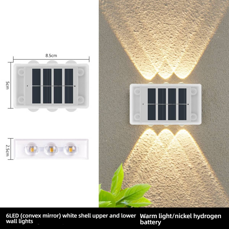 Solar-Wandleuchten für den Außenbereich, wasserdicht, Garten-Villa-Zaunbeleuchtung, LED-solarbetriebene Landschaftsleuchten für Hof, Terrasse, Balkon, Warmweiß/Kaltweiß_voghion.com