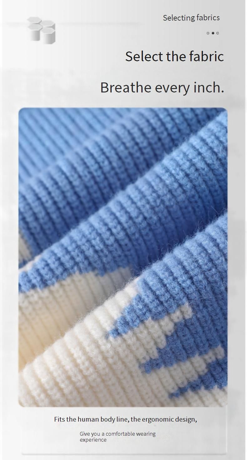 Herren-Strickpullover im Color-Block-Design – Oversize-Pullover mit Rundhalsausschnitt für Casual- und Streetstyle (Schwarz, Beige, Blau)_voghion.com