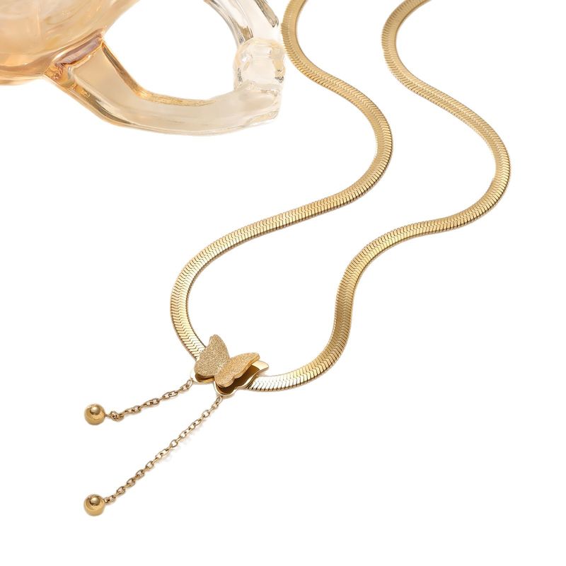 Collana a forma di farfalla in oro per donna, collana lunga e delicata, placcata in oro 18k/argento, con ciondolo a forma di Y, collane a catena con perline a strati alla moda_voghion.com