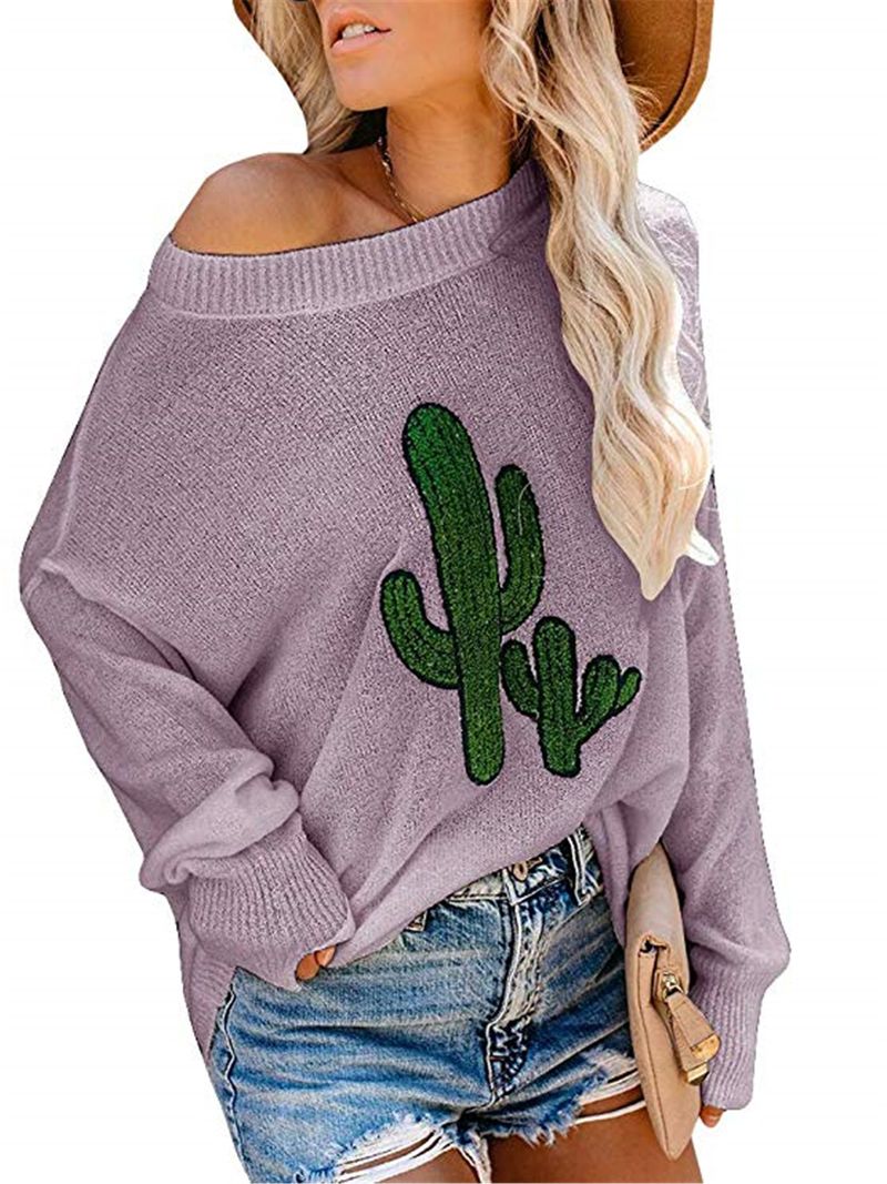 Kadınlar İçin Yıpranmış Örgü Kazak, Dantel Tığ İşi Detaylı Büyük Boy Yarasa Kollu Kazak, Gri/Siyah/Leylak Renginde Trend Bahar Günlük Üst_voghion.com