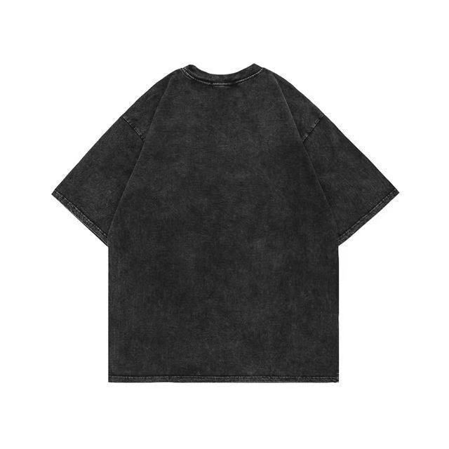 American Vintage Character Cross Print Short T Shirt Unisex Loose Hip Hop Street Style Half Sleeve_voghion.com