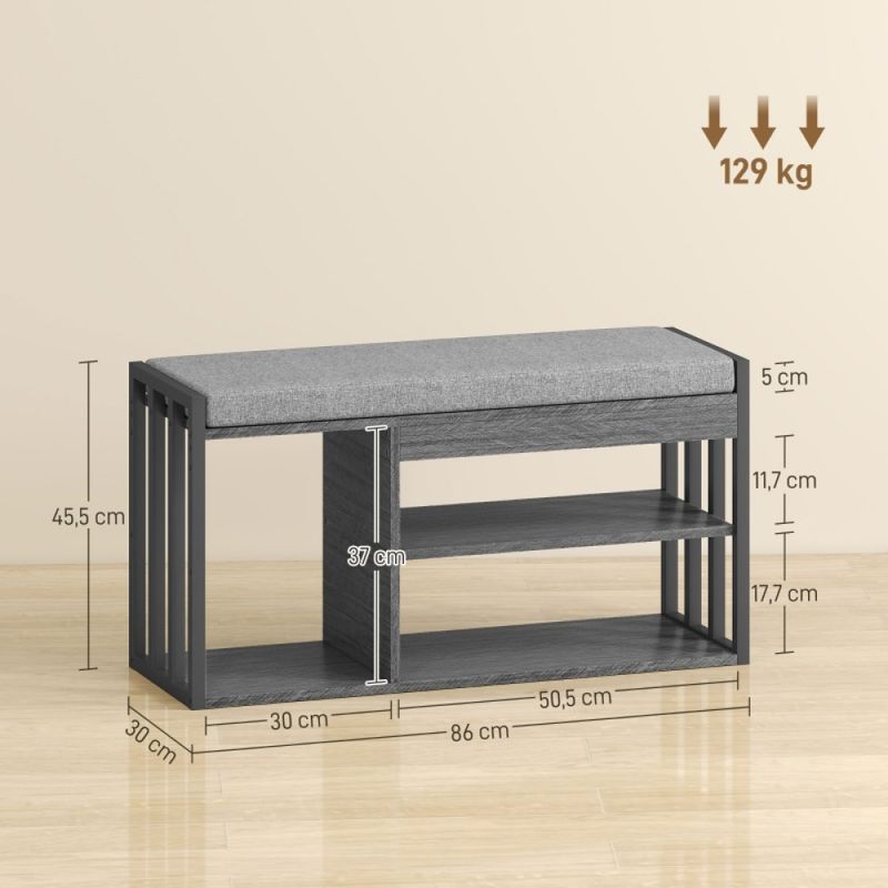 Schuhregal Mit Sitzbank, Flurregal Für Schuhe, Schuhschrank Mit 3-stufigem Design, Für Flur, Eingangsbereich, Wohnzimmer, Schlafzimmer, Grau_voghion.com