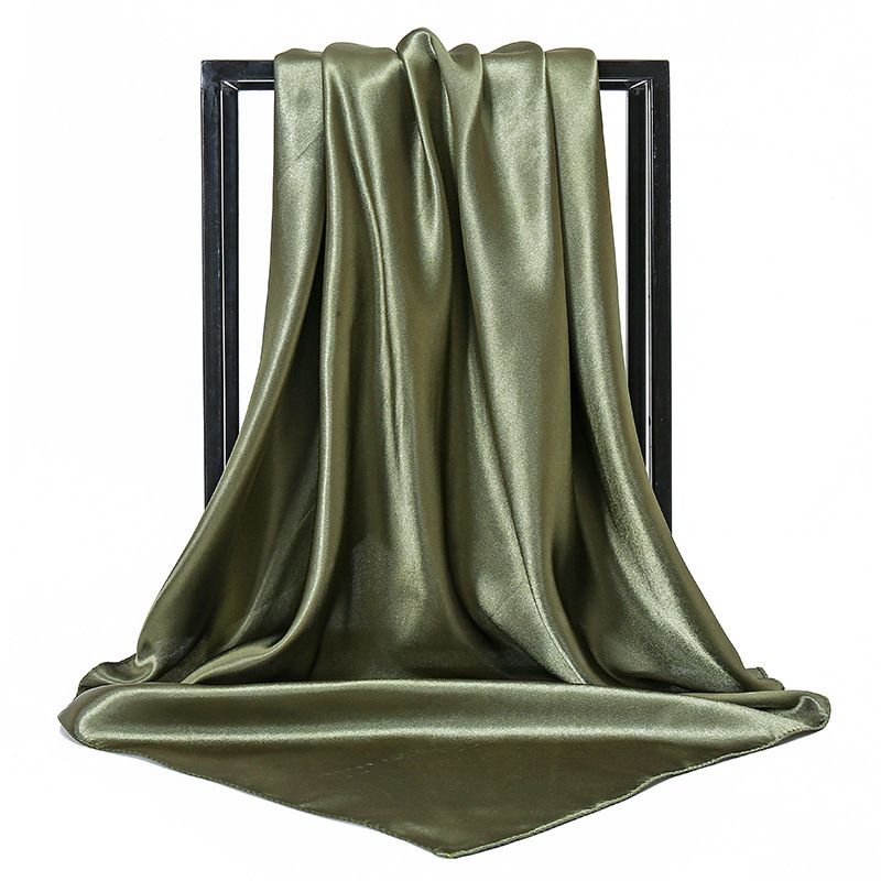 Neue Satin frauen Reine Farbe Kopftuch Seide Einfarbig 90 Satin Professionelle Stewardess Quadrat Schal Yw102_voghion.com