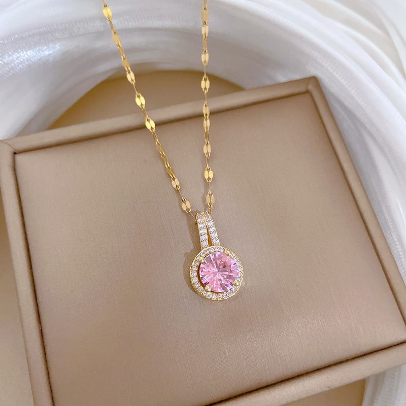 Collana con ciondolo a forma di cuore in acciaio al titanio, zircone rotondo, versatile, per donna, ideale come regalo per San Valentino, festa della mamma, compleanno, anniversario_voghion.com