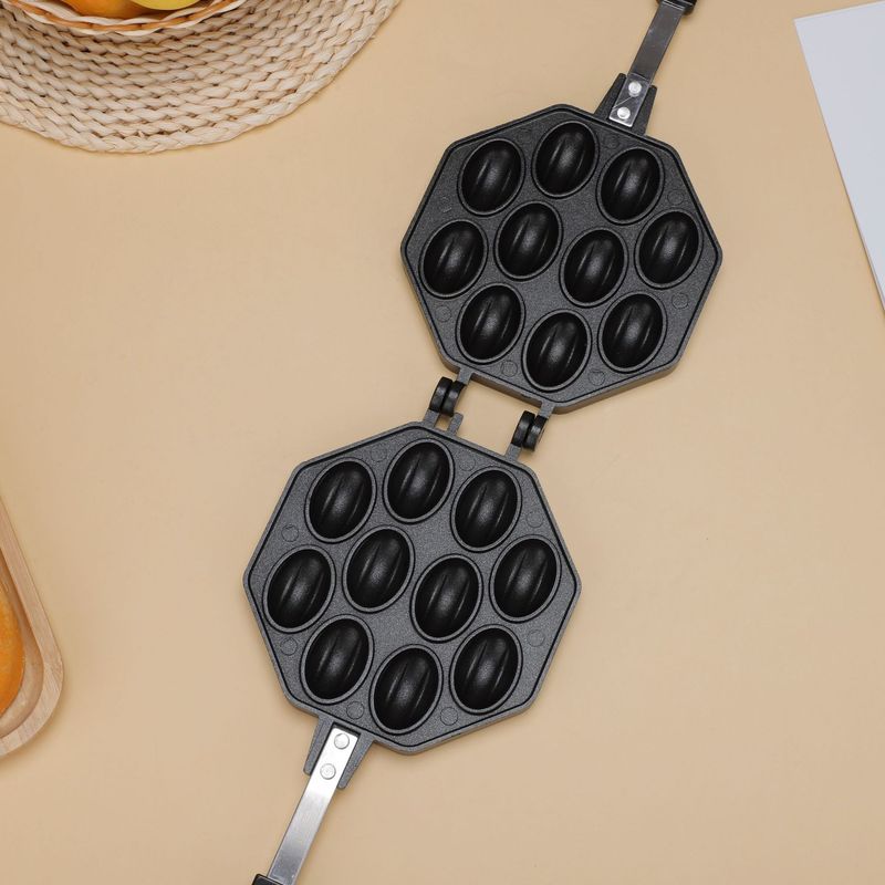 Nuovo stampo per waffle antiaderente commerciale a forma ovale con dieci fori per uova in noce_voghion.com
