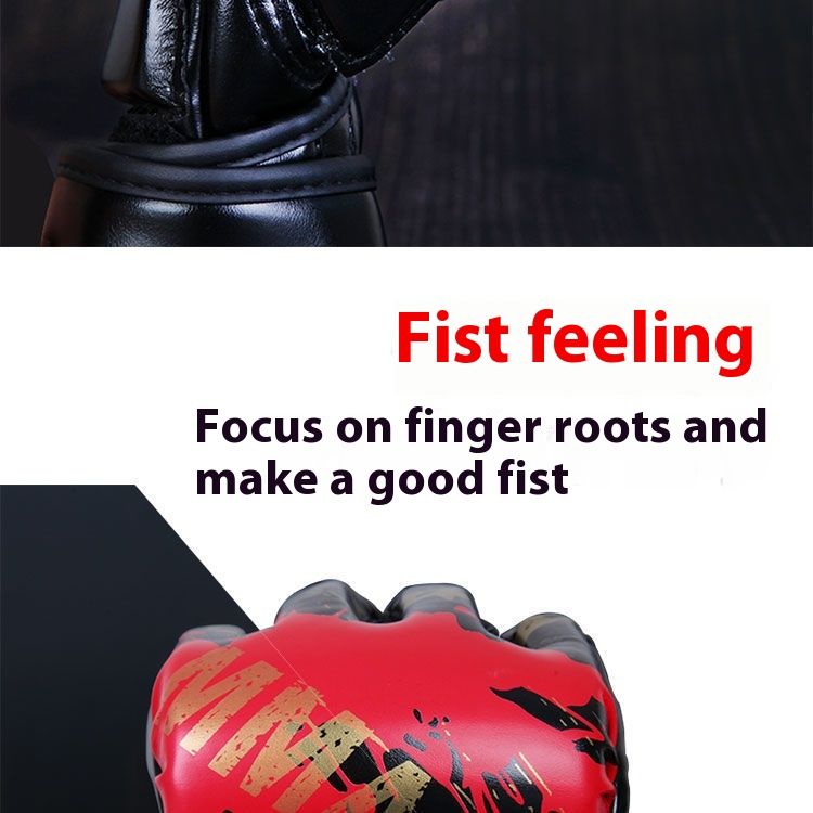 Guantes de medio dedo para entrenamiento de combate Sanda para adultos de UFC Split, MMA, boxeo y saco de boxeo_voghion.com
