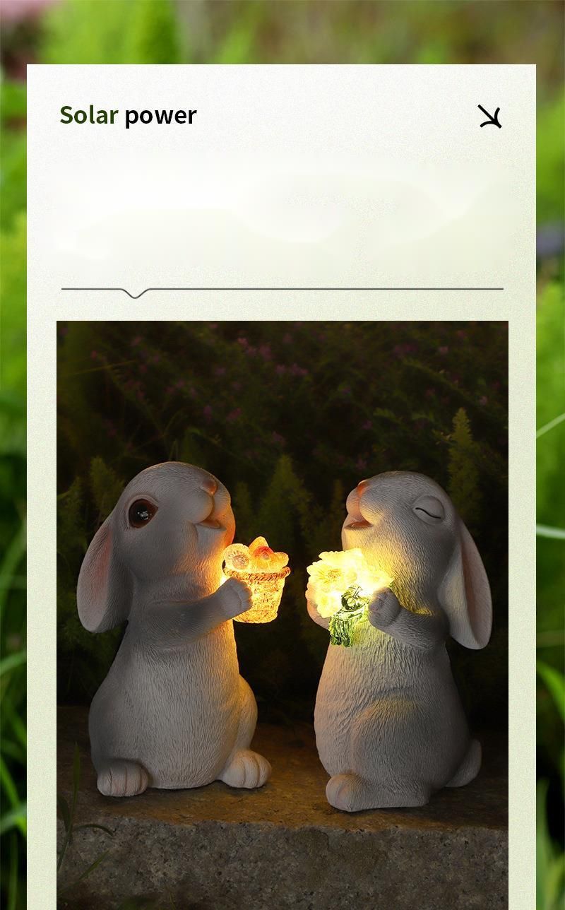 New Product Simulation Animal Garden Decoration Solar-Powered Yard Lawn Light Craft Rabbit Ornament_voghion.com