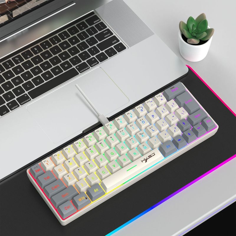 HXSJ new 63 wired film keyboard with dual color caps, RGB lighting, USB-C key cable separation_voghion.com