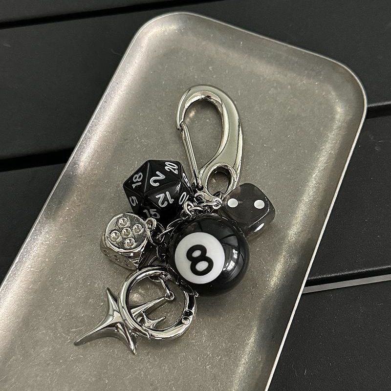 Men And Women's Jewelry Ironworks Original Dice Black 8 Beaded Bag Charm Handmade Trendy Design Keychain Accessory For Outfit Styling_voghion.com