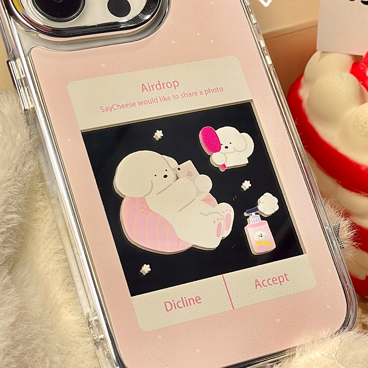 Unbeatable Quality Saycheese Soft Tissue Joint Name Lying Flat Dog Pink Cute Ins Style Edge Covered Mirror Drop-Resistant Mobile Phone_voghion.com