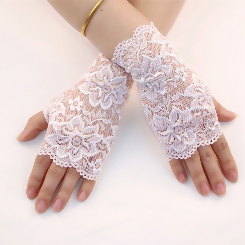 Gants de mariée en dentelle pour l'extérieur, protection solaire fine pour l'été, décoration pour robe de mariée_voghion.com