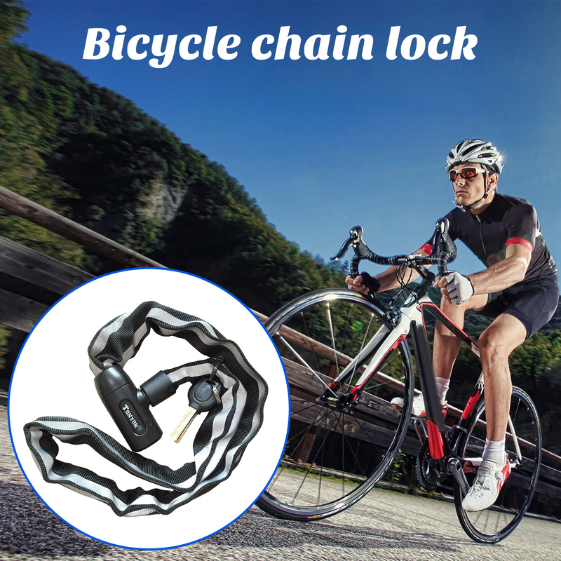 Bloqueio de corrente de bicicleta SportLife com chave de alta segurança anti-roubo impermeável resistente a cisalhamento universal motocicleta scooter bloqueio de corrente_voghion.com