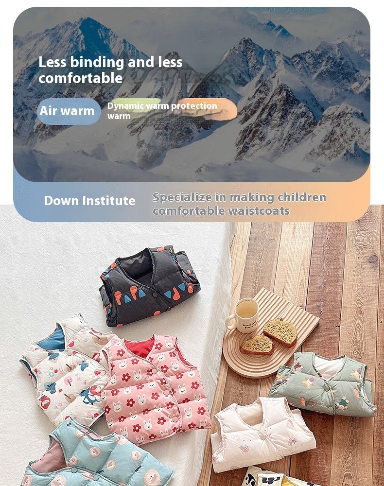 Baby Vest 90 White Duck Down Children's Light Thin Tank Top Outer Clothes for Boys Girls Autumn and Winter Camry_voghion.com