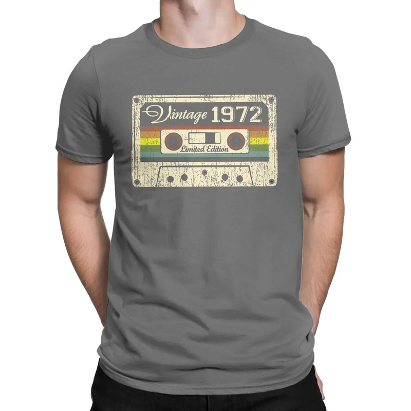 T-Shirt manches courtes unisexe en coton, Streetwear surdimensionné, cadeau d'anniversaire pour hommes, vieux Vintage, 1972_voghion.com