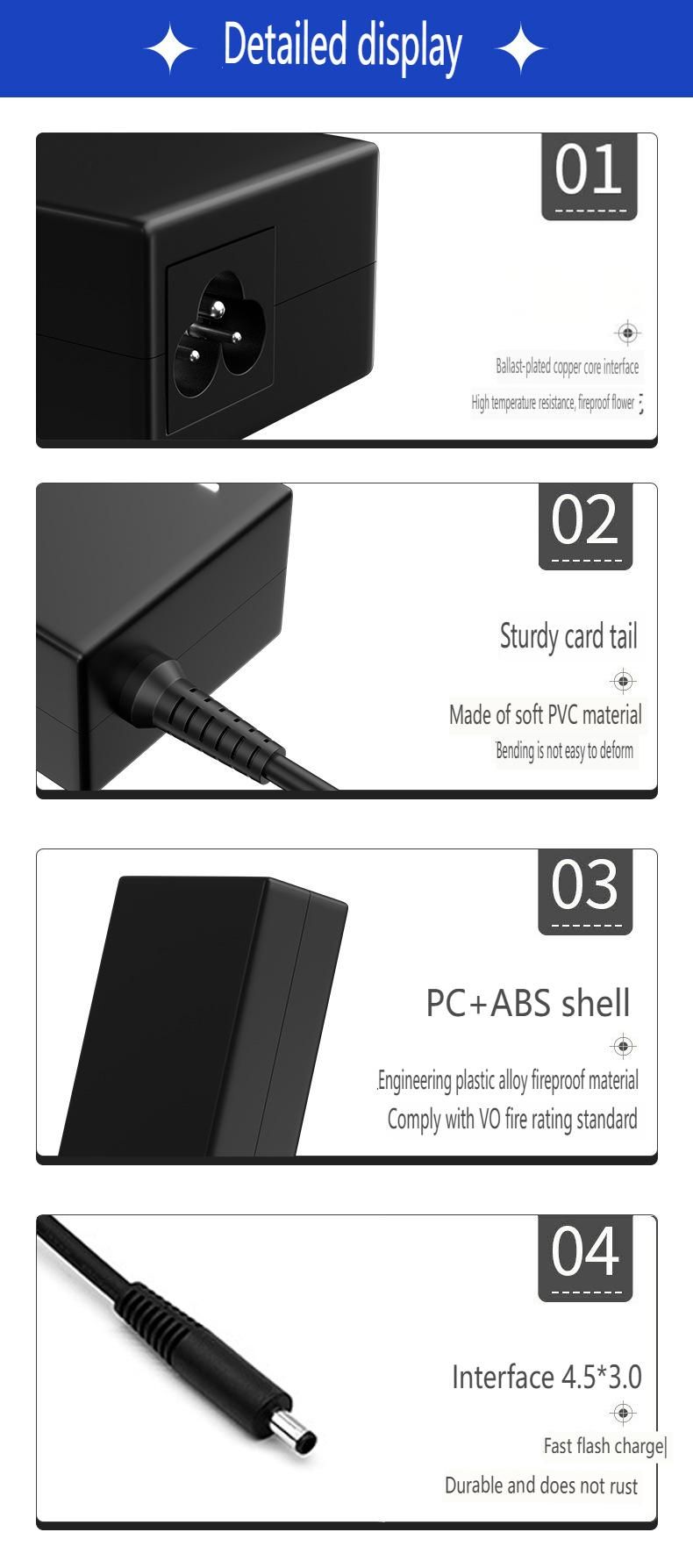 90W Power Adapter Suitable For Dell Laptops 19.5V 4.62A Charger With 4.5x3.0mm , Compatible With Dell Latitude 5000/7000 Series_voghion.com