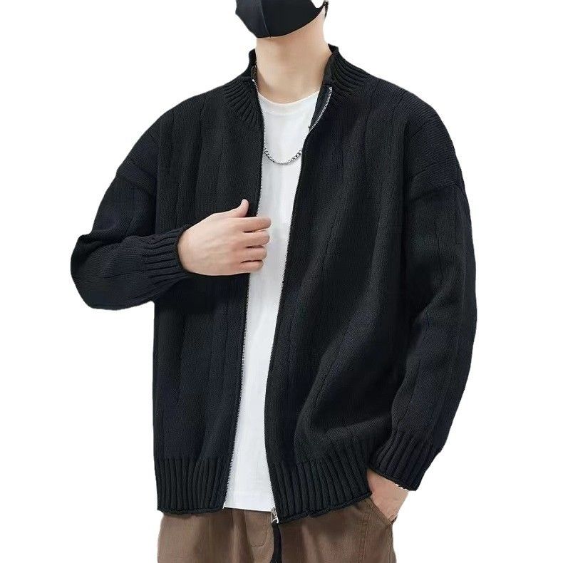 Suéter de punto de color sólido cálido con base suelta de otoño e invierno para hombres para parejas_voghion.com