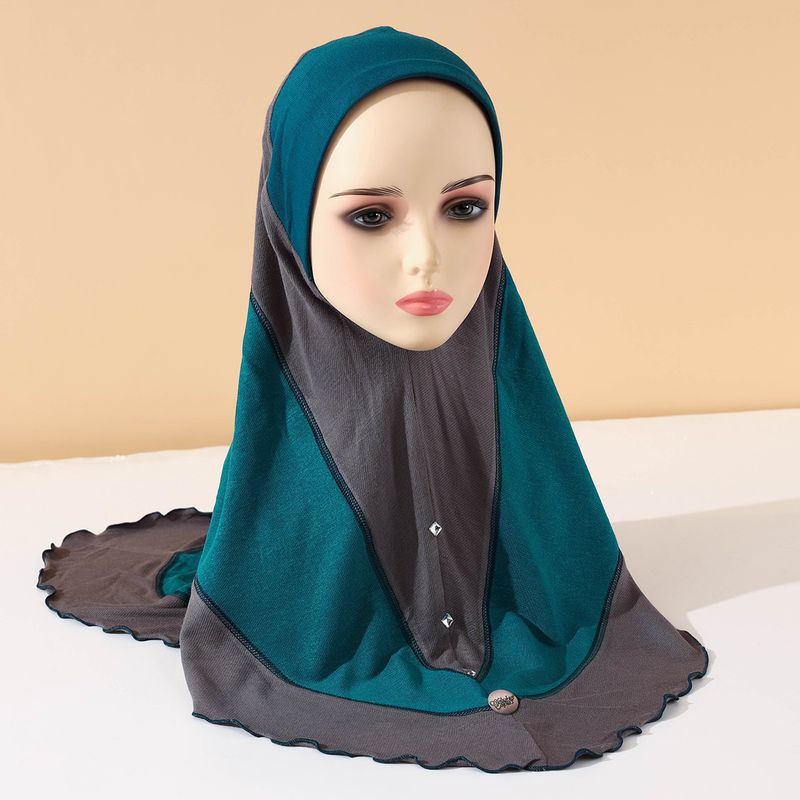 Women's Hijab summer new headscarf denim contrast color stitching style pullover headscarf ladies headscarf_voghion.com