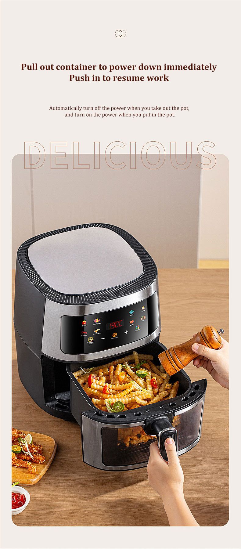 2400W 5L Air Fryer Digital Visible Ofen Uelegfräi Low-Fett Gesond Frittekoker_voghion.com