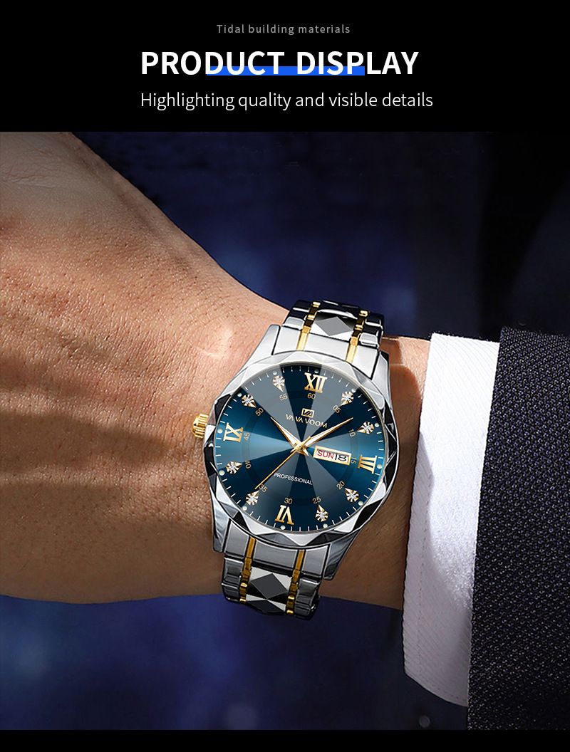 Va Va Voom Merk Herenhorloge Waterdicht Mode Diamantontwerp Met Kalender Zakelijke Trend Herenhorloge_voghion.com