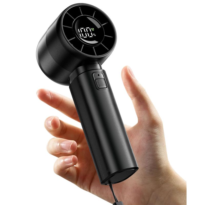 coldSky Handheld Mini 4000mAh Battery Portable Rechargeable With LED Display 5 Speed Turbo Fan For Beach Travel Vacation_voghion.com