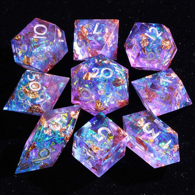 9 Polyhedral Sets D&D Dice Aurora Whisper For Dungeons Dragons RPG_voghion.com
