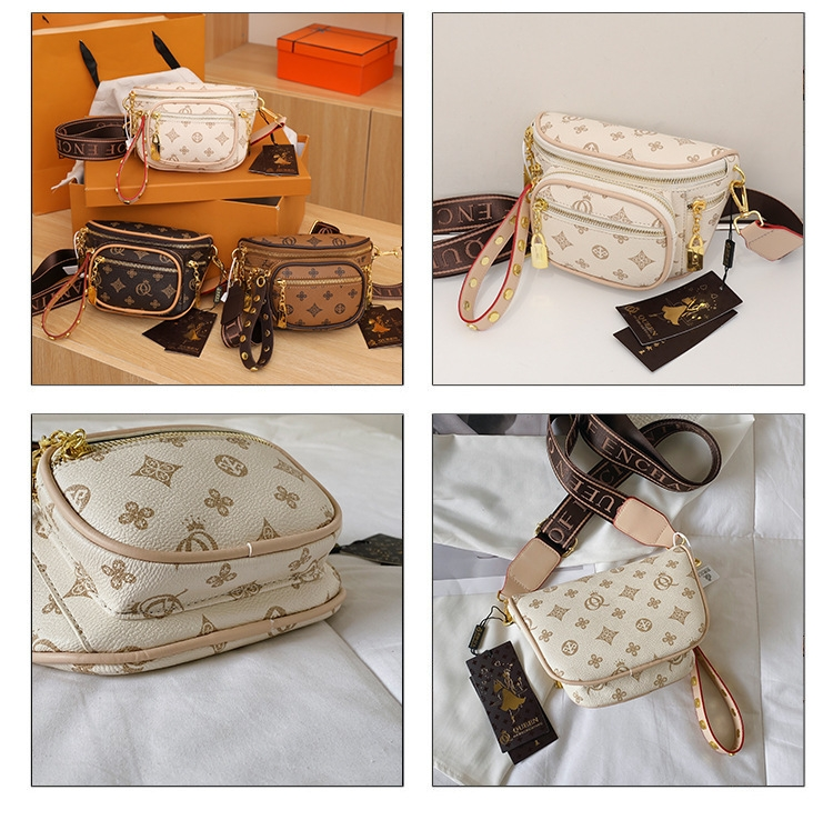 Designer Nisch Retro gedréckte Broschtbeutel fir Dammentasch, Taillebeutel fir Crossbody Fraen Casual Ënneraarmtasch, High-End_voghion.com