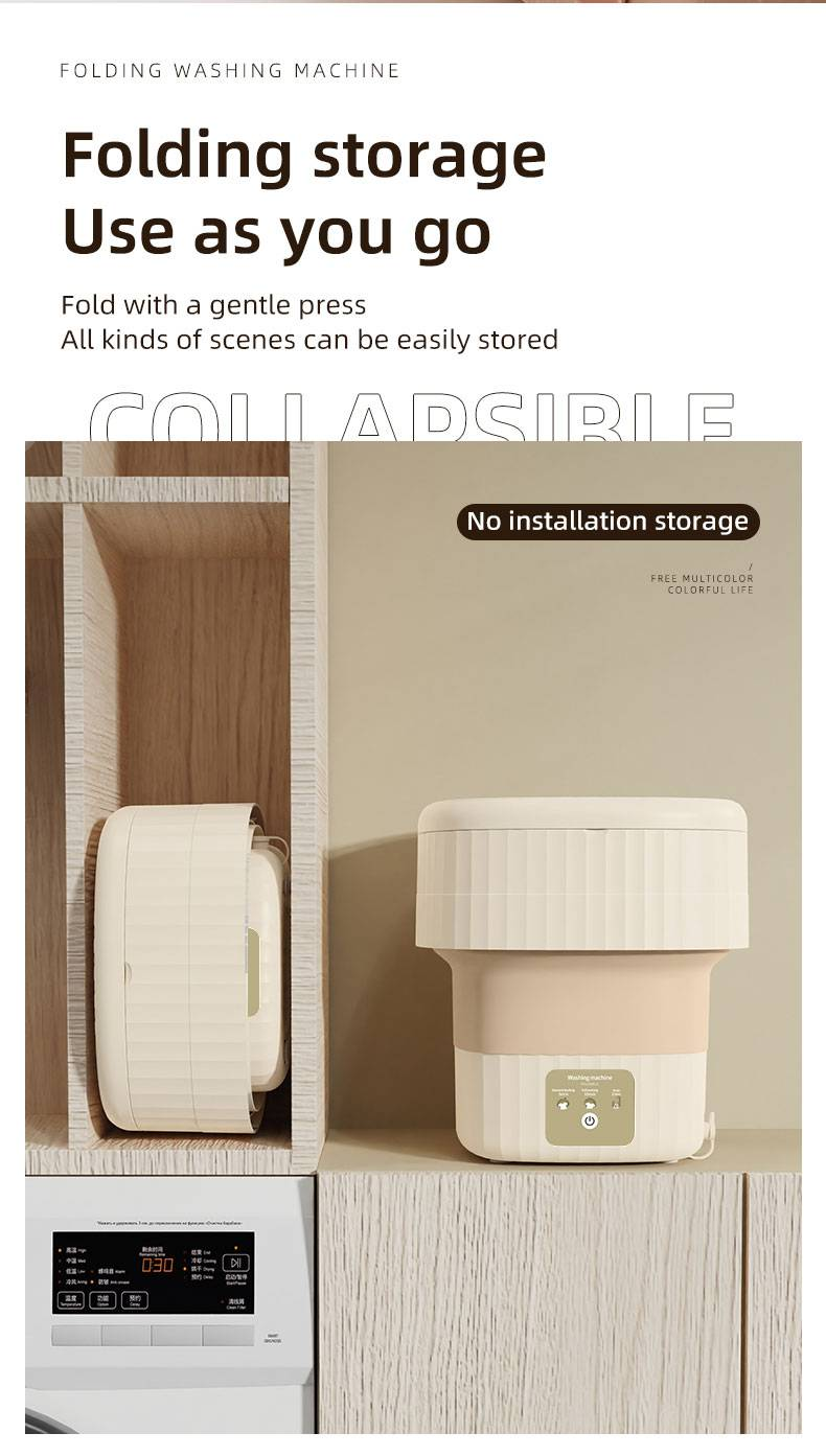 Folding Washing Machine 9L Large Capacity Household Portable Underwear & Panties Dehydrator Eluting All-in-One Mini Washing Machine_voghion.com