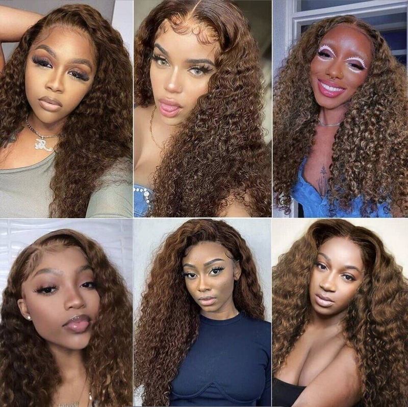 250% Density Bruine Kleur Water Wave Lace Frontale Pruik Voor Vrouwen 13x4 Hd Lace Wig Lijmloze Indiase Maagdelijke Haar Sluiting Pruik_voghion.com