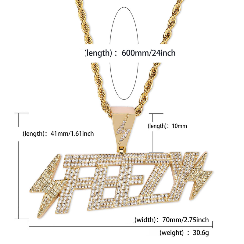 Full Diamond Letter Hip Hop Pendant Copper Inlaid Zircon Trendy Men And Women Accessories_voghion.com