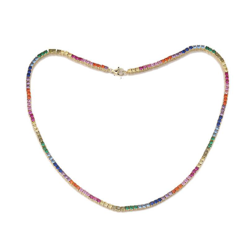 Forest Necklace, Colorful Diamond Splicing Pendant, Temperament Rainbow Necklace, Clavicle Sweater Necklace Accessories, Sweet And Cool Necklace_voghion.com