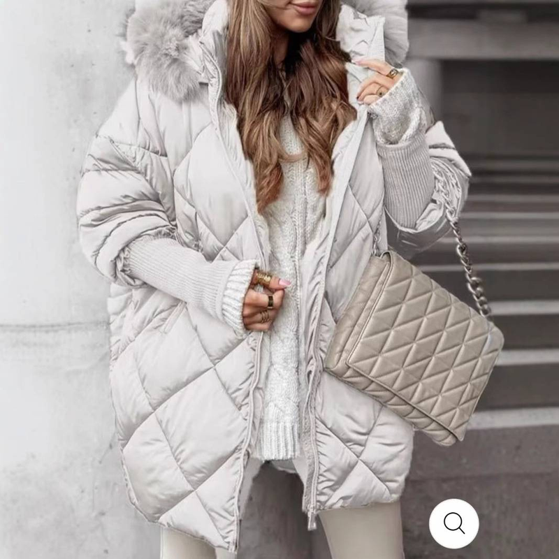Damen-Winterjacke mit Kapuze – Gemütliche Oberbekleidung mit Fleecefutter, lässiger Langarmmantel mit Taschen, lockere Passform für Herbst und Winter_voghion.com