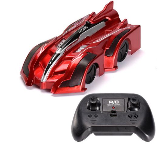 Infrared Light-Chasing Wall-Climbing RC Car With Watch Remote Control – Interactive Stunt Toy For Kids (Blue/Red, English Packaging)_voghion.com