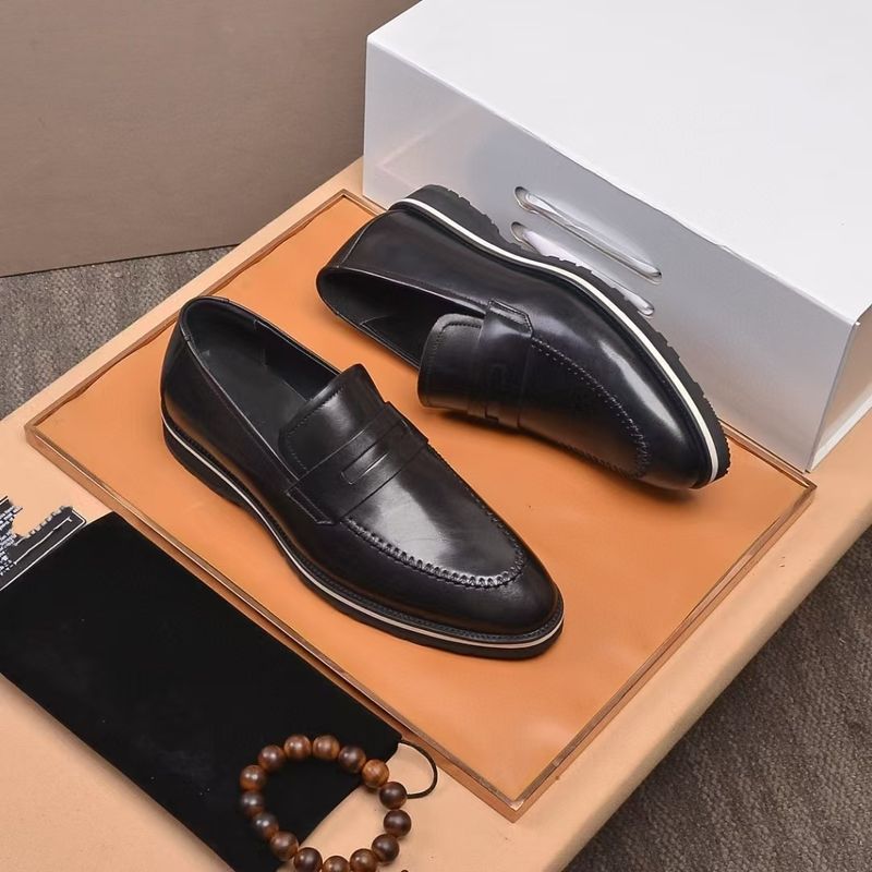 2025B New Men's Business Casual One Foot Leather Loafers, Shoe Covers, Lazy Shoes, Ut_voghion.com