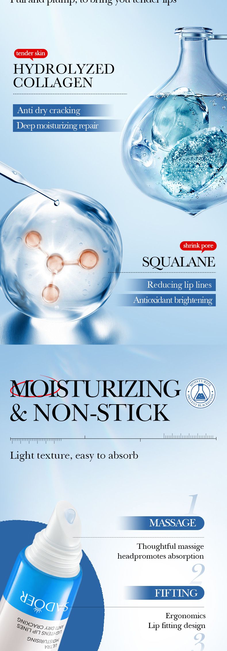 Balsamo per labbra SADOER Five Times Niacinamide Powder Maschera labbra nutriente anti-secchezza e screpolature 10 g Maschera labbra Meridian Amide Maschera labbra alla vitamina C_voghion.com