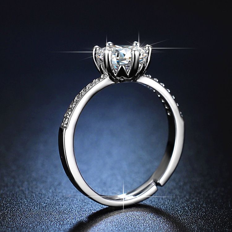 Ehering Moissanit Damenschmuck Mikroset Sechs-Krallen-Diamantring | Klassischer modischer Ehering_voghion.com