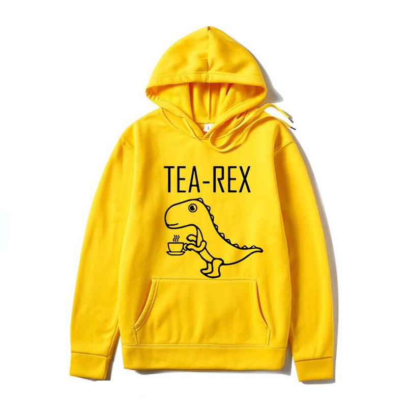 Nuovo simpatico dinosauro che beve caffè Maglioni da uomo e da donna con cappuccio di tendenza di strada_voghion.com