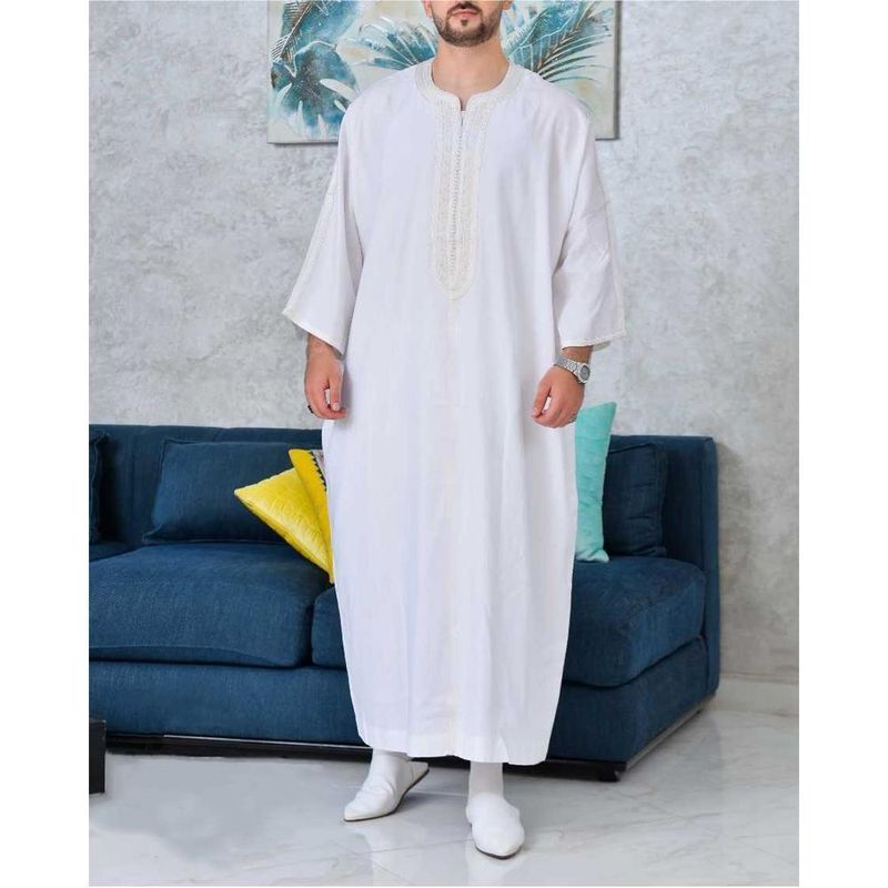 Men's Clothing Arabic Men's Robe Muslim Embroidery Ethnic Style_voghion.com