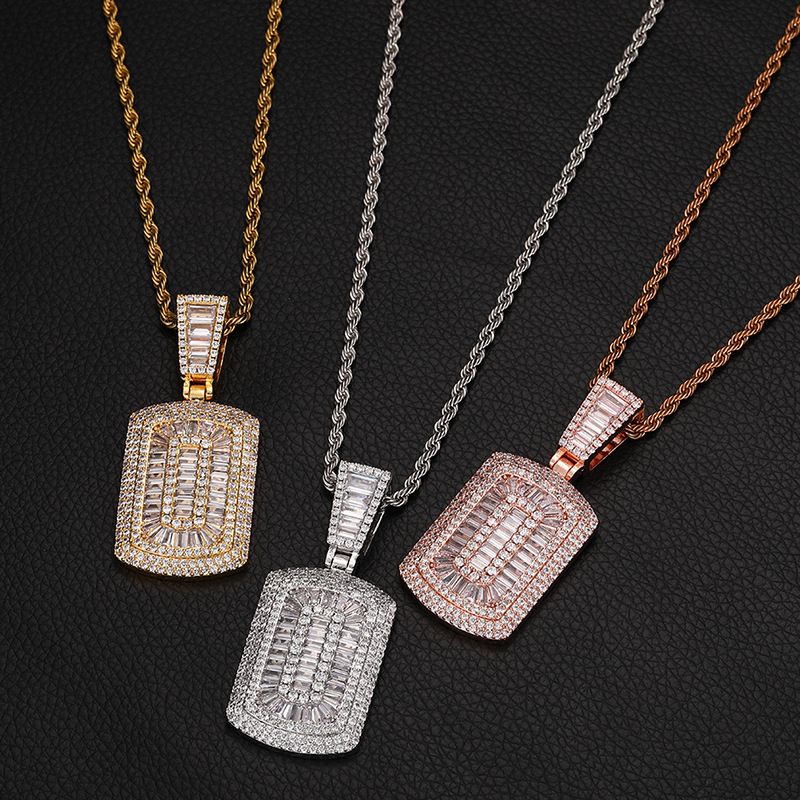 Männer Bijouen Halskette Mikro Inlaid Zirkon Quadrateschen Hip Hop Anhänger Hiphop Halskette Bijouen_voghion.com